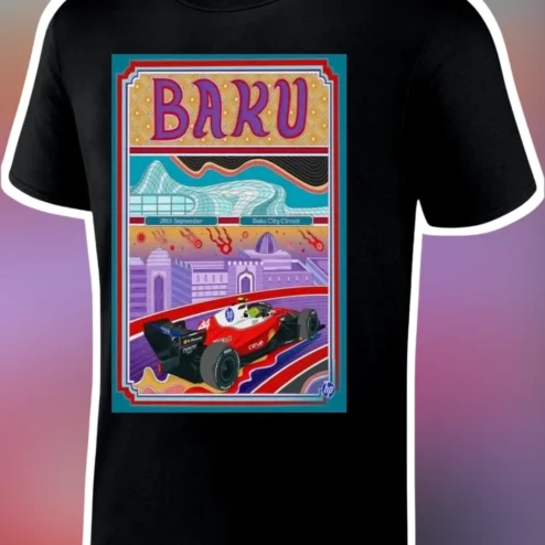 Baku City Circuit Tee Azerbaijan Grand Prix 2026 Retro Travel Poster Gift for F1 Fans
