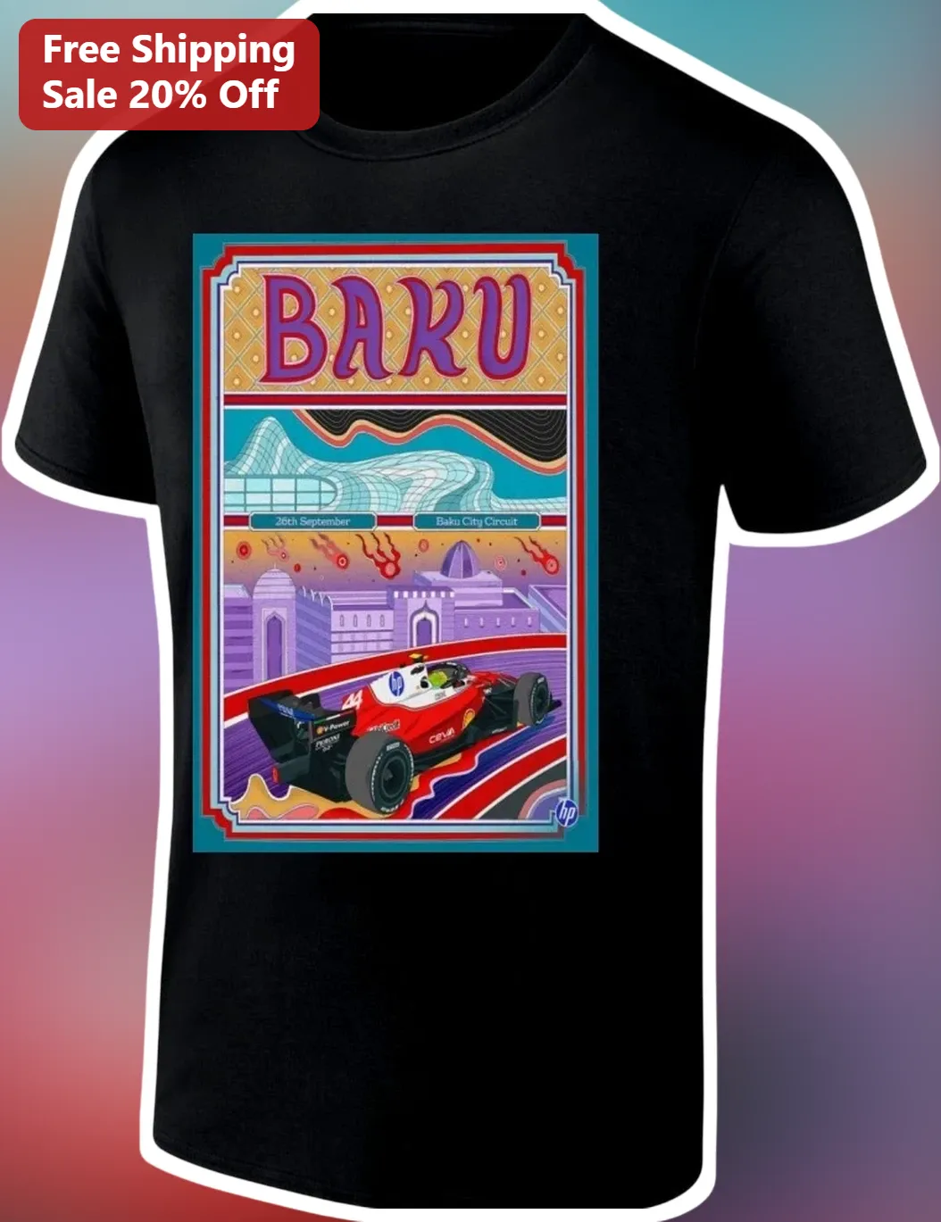 Baku City Circuit Tee Azerbaijan Grand Prix 2026 Retro Travel Poster Gift for F1 Fans