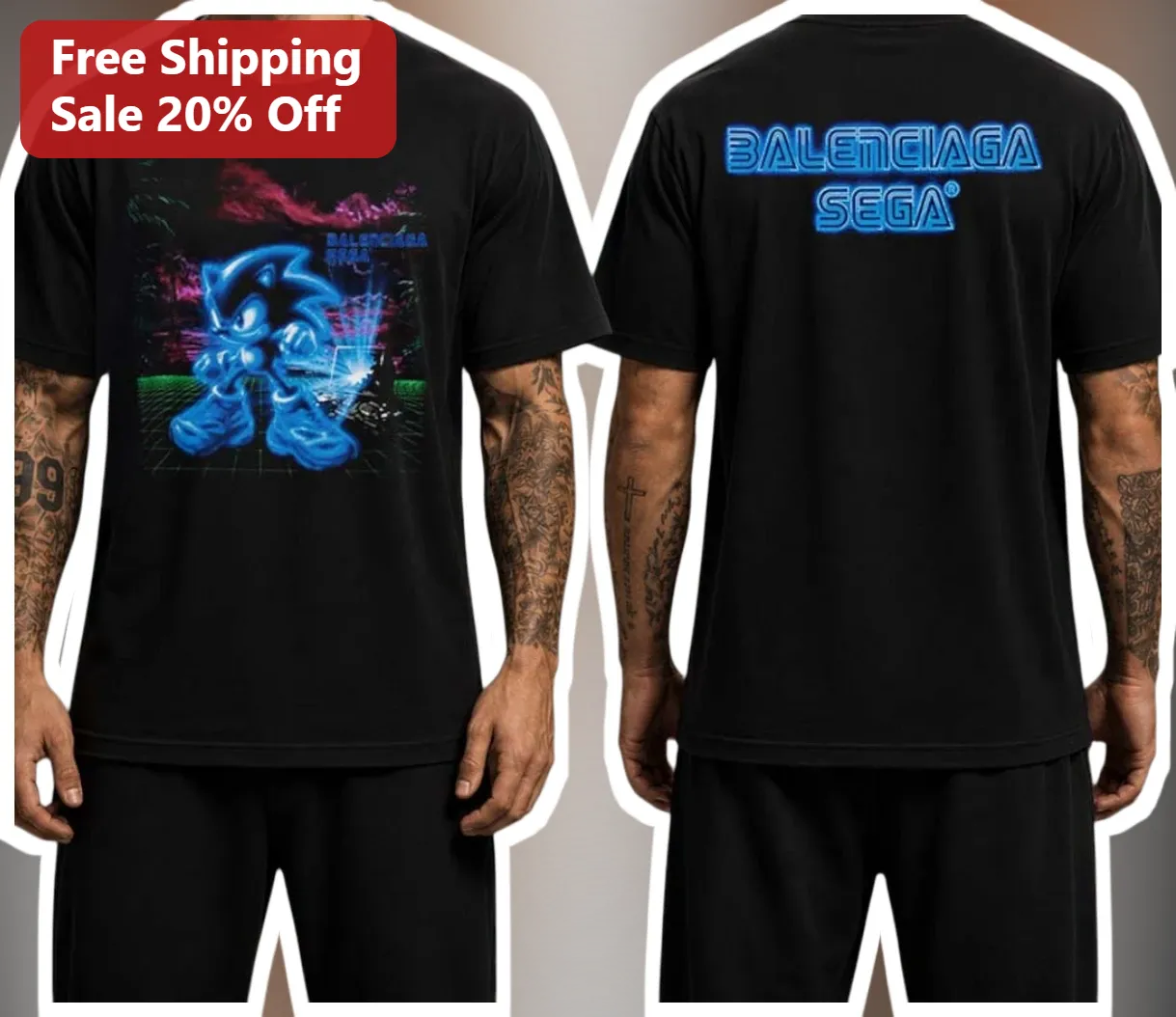 Balenciaga Sega Sonic Tee Synthwave Vaporwave Streetwear Graphic Shirt