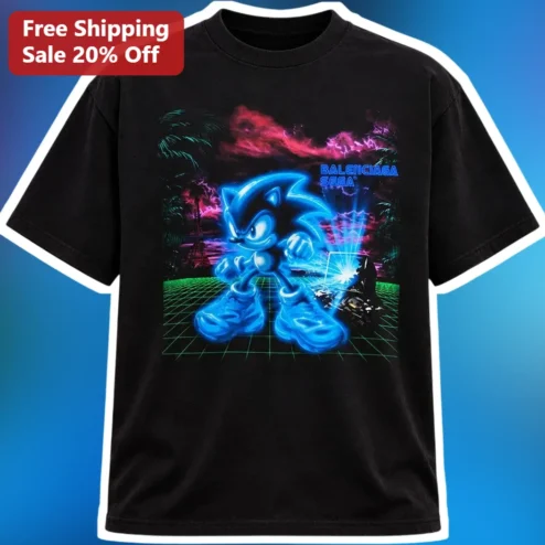 Balenciaga Sega Sonic The Hedgehog Vaporwave Graphic Tee
