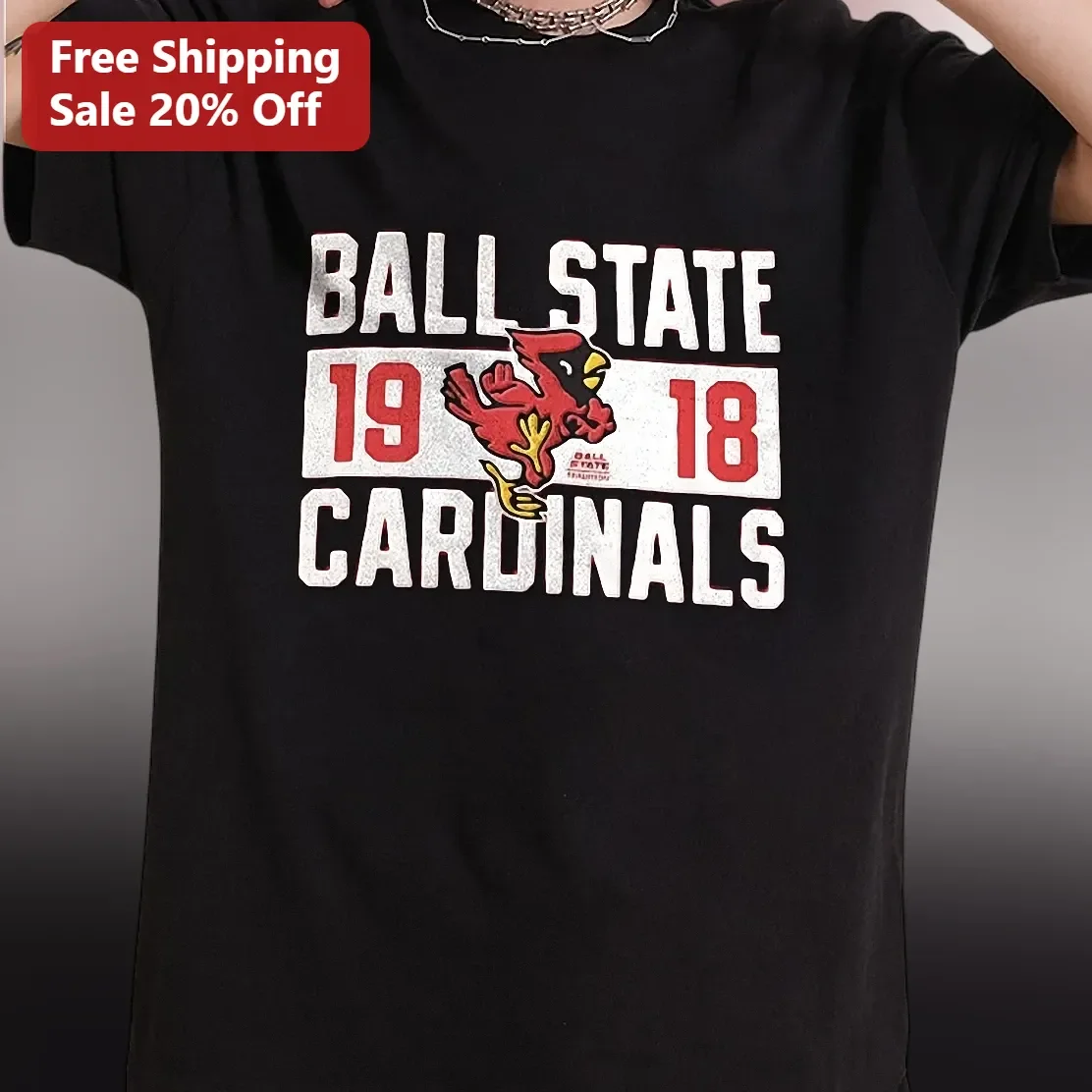 Ball State Cardinals Vintage Retro Graphic Tee College Football Fan Gear