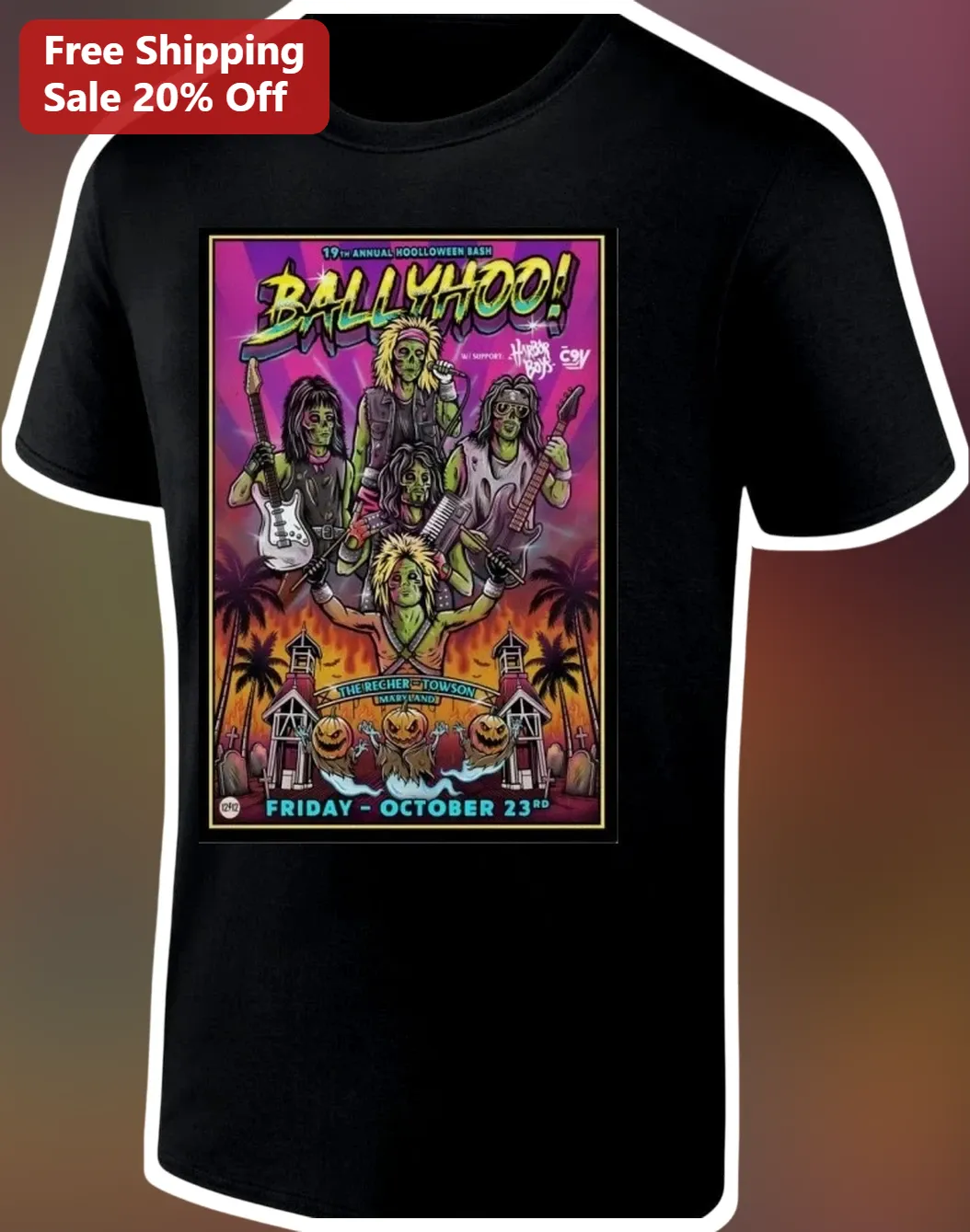Ballyhoo Hooloween Bash Tee 19th Annual Zombie Concert Poster Shirt