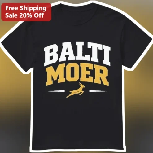 Balti Moer Varsity Deer Graphic Tee Black Cotton Rugby Style Shirt