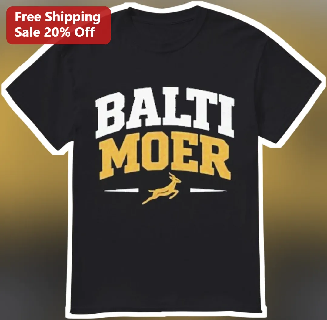 Balti Moer Varsity Deer Graphic Tee Black Cotton Rugby Style Shirt