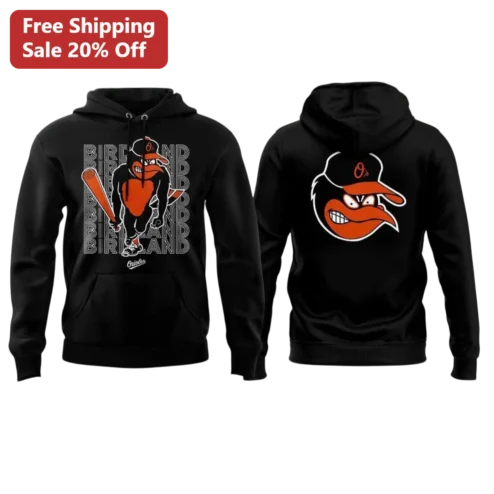 Baltimore Orioles Mascot Hoodie Black Orange Baseball Fan Apparel