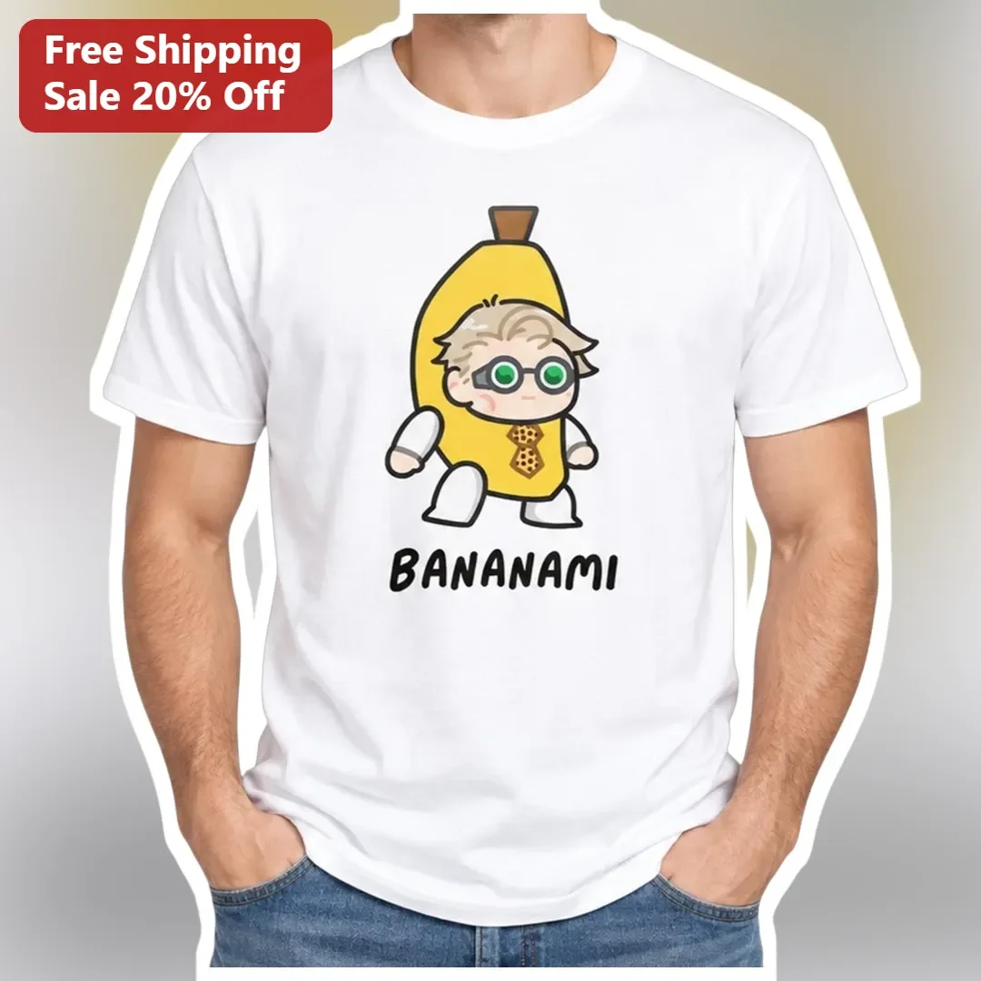 BANANAMI Cute Cartoon Banana Character Graphic Tee White Cotton Novelty Shirt