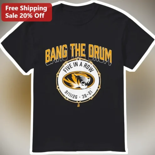 Bang The Drum Five In A Row Missouri Tigers Fan Graphic Tee