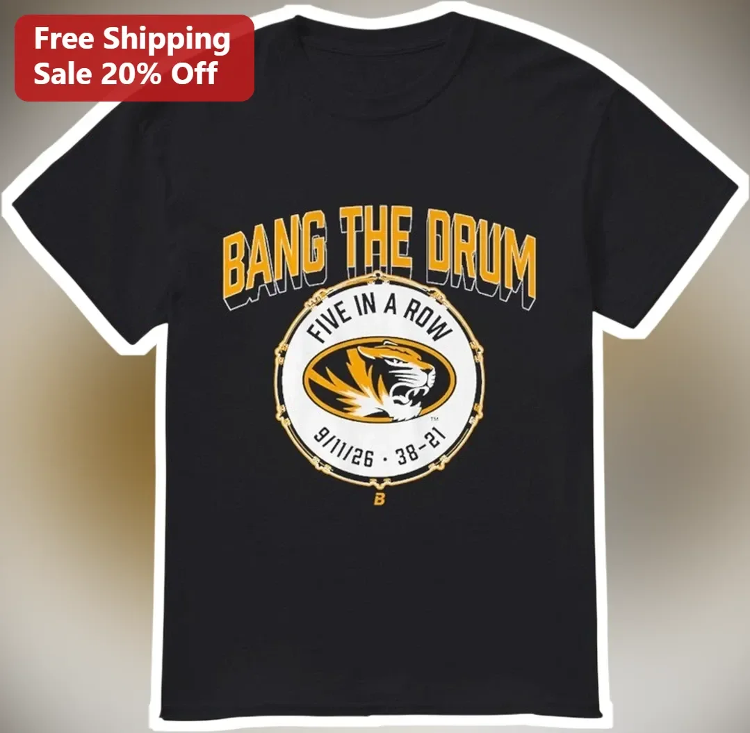 Bang The Drum Five In A Row Missouri Tigers Fan Graphic Tee