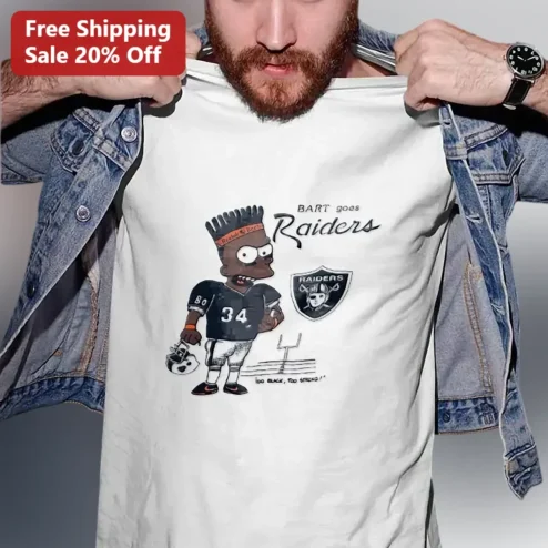 Bart Goes Raiders Too Black Too Strong Vintage Simpsons NFL Graphic Tee