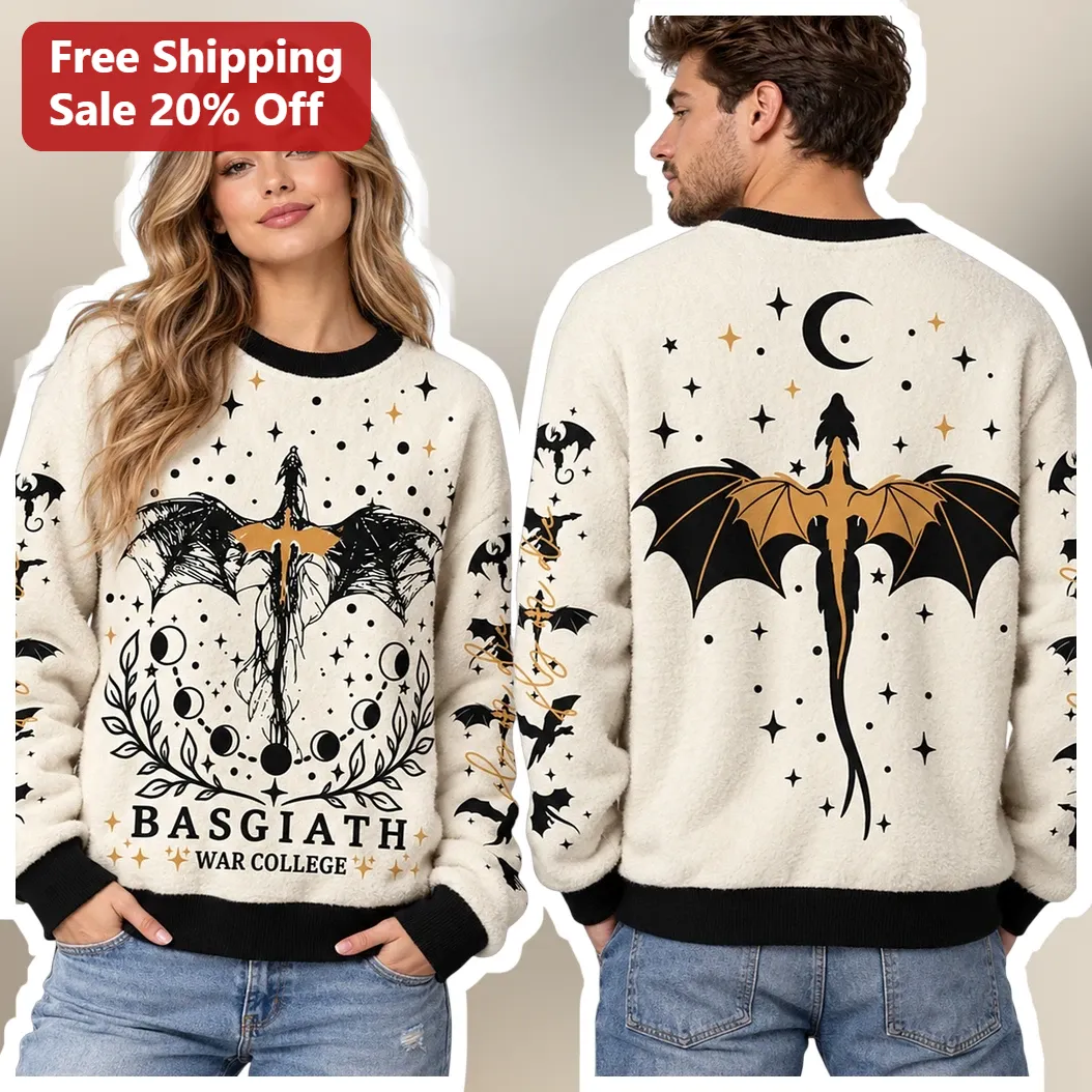 Basgiath War College Dragon Rider Sherpa Sweatshirt Fourth Wing Merch Fantasy Book Gift
