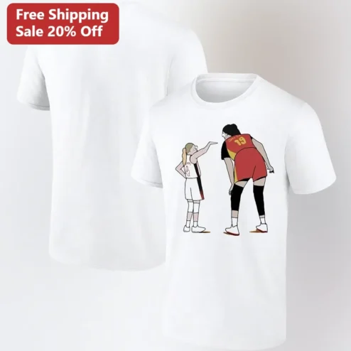 Basketball Rivalry Cartoon Graphic Tee Funny Women's Hoops Gift
