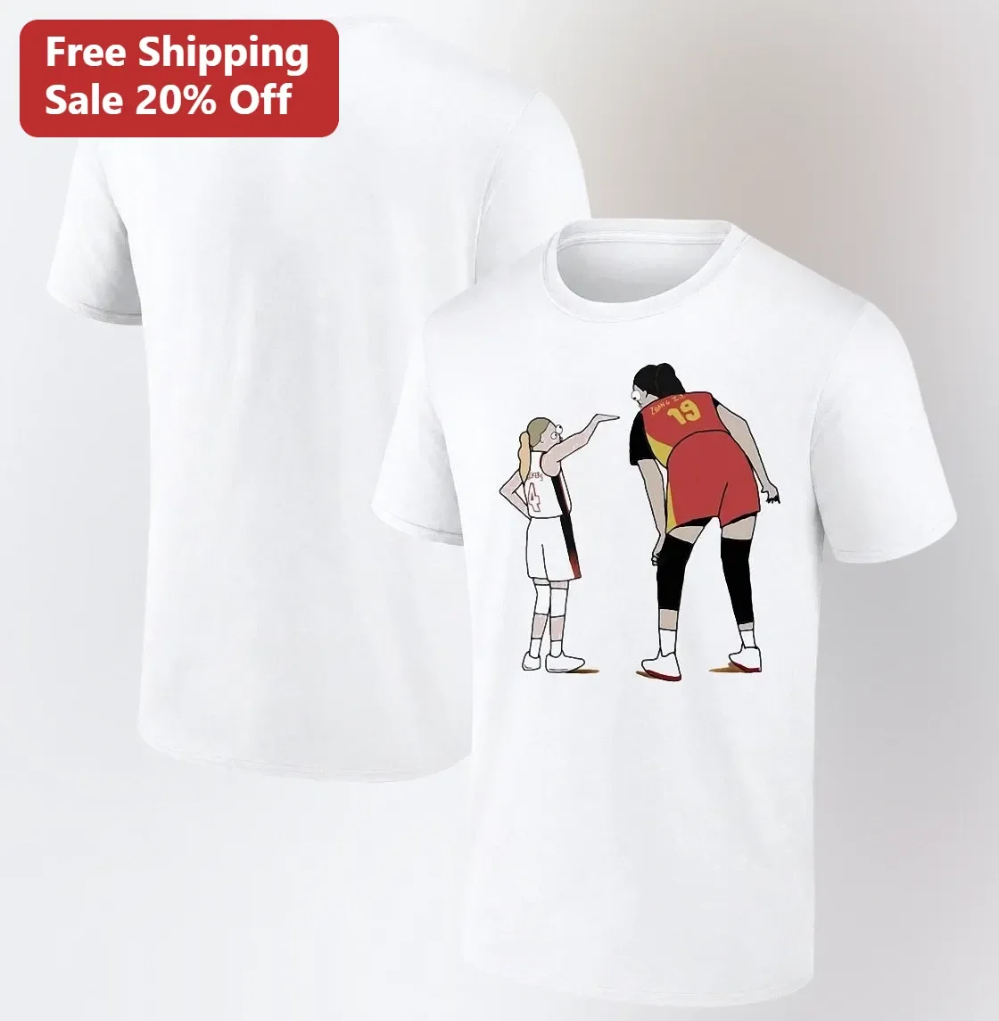 Basketball Rivalry Cartoon Graphic Tee Funny Women's Hoops Gift