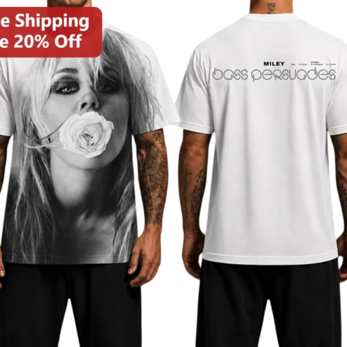 Bass Persuades Miley Cyrus Graphic Tee Summer Vacation Album Fan Gift