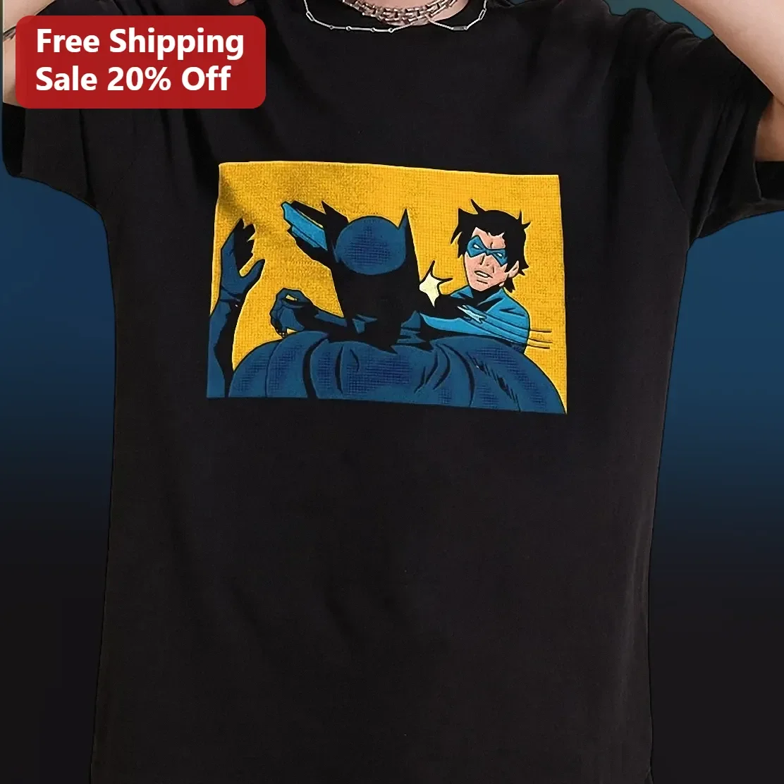 Batman Nightwing Tee Retro Comic Book Style DC Superhero Graphic Shirt for Men Women