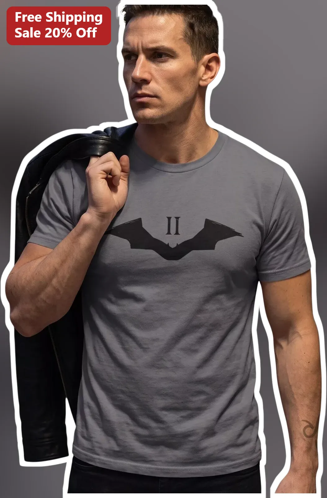 Batman Tee The Dark Knight II Roman Numeral Graphic T-Shirt for Men Women DC Comics Fans