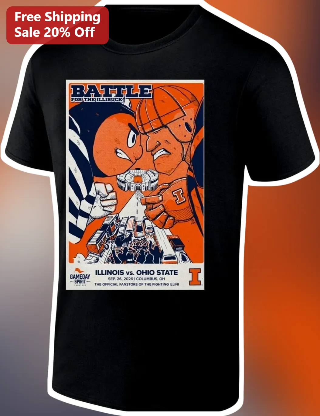 Battle For The Illibuck Illinois Vs Ohio State Vintage Rivalry Graphic Tee