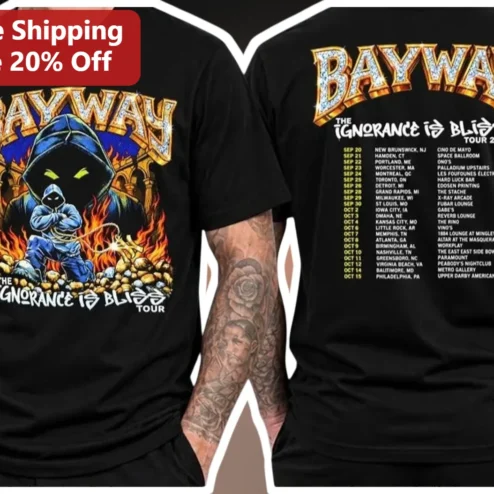 Bayway The Ignorance Is Bliss Tour Graphic Tee Heavy Metal Band Merch