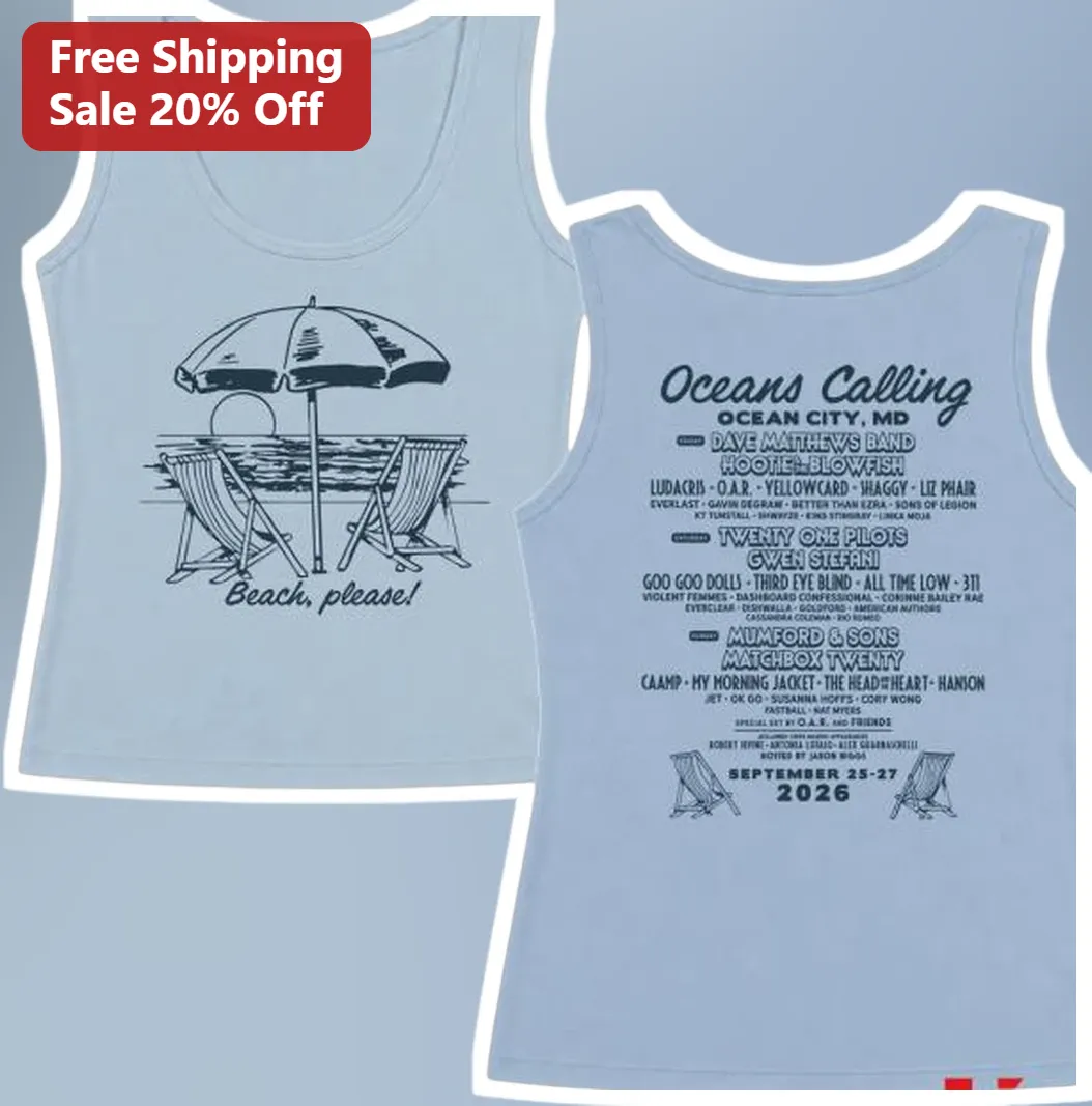 Beach, Please! Oceans Calling Graphic Tank Top Summer Festival Music Merch Gift