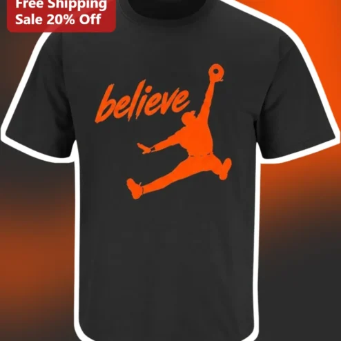 Believe Basketball Dunk Silhouette Graphic Tee Motivational Athlete Apparel