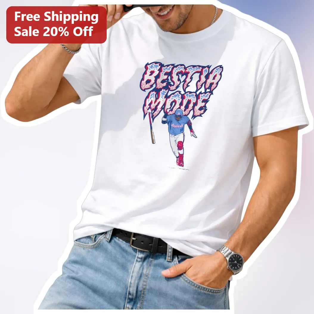 Bestia Mode Baseball Player Graphic Tee Funny Sports Slang Shirt for Men