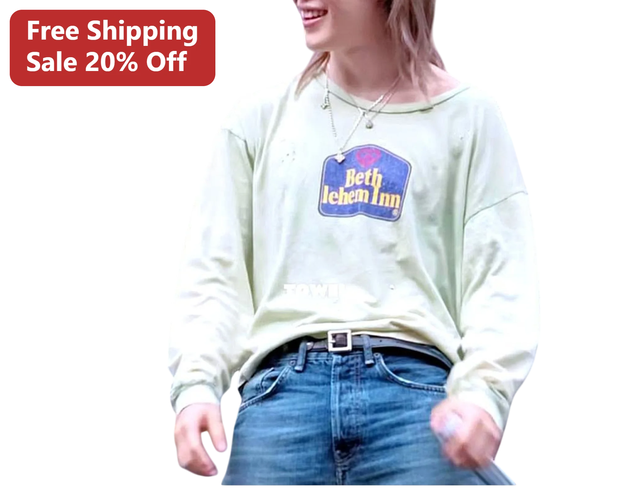 Bethlehem Inn Vintage Distressed Logo Long Sleeve Tee Retro Hotel Memorabilia Shirt