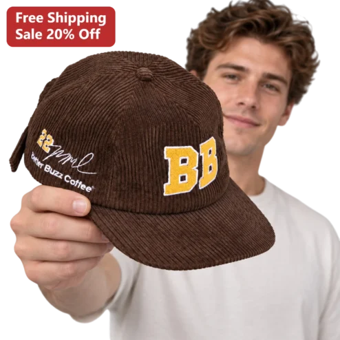 Better Buzz Coffee Cap Personalized Brown Corduroy Snapback Hat with Custom Initials and Class Year