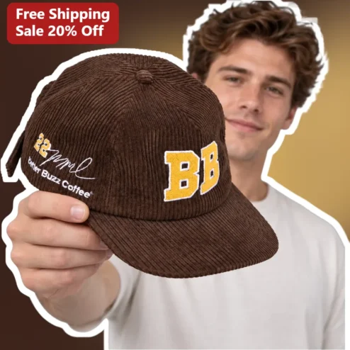 Better Buzz Coffee Hat Corduroy Dad Cap Personalized Embroidered Initials Gift for Men Women