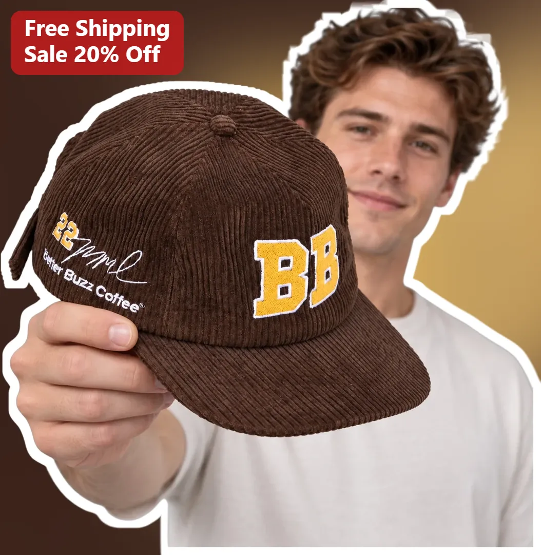Better Buzz Coffee Hat Corduroy Dad Cap Personalized Embroidered Initials Gift for Men Women