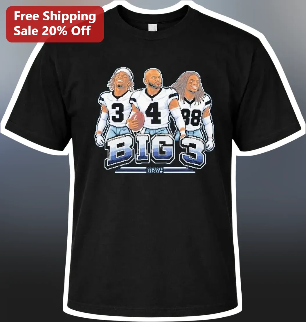 Big 3 Football Players Tee Dallas Cowboys Dak Prescott CeeDee Lamb George Pickens Fan Shirt
