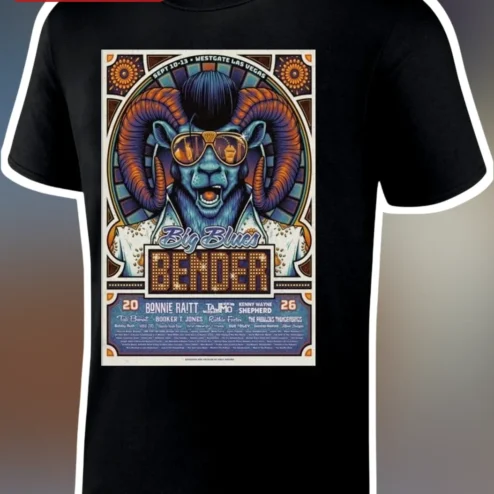 Big Blues Bender Tee Retro Concert Poster Graphic T-Shirt for Men Women