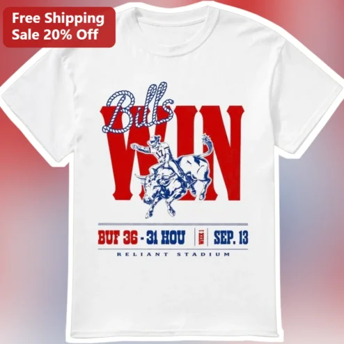 Bills Win BUF 36-31 HOU Reliant Stadium Commemorative Tee Buffalo Bills NFL Fan Gear