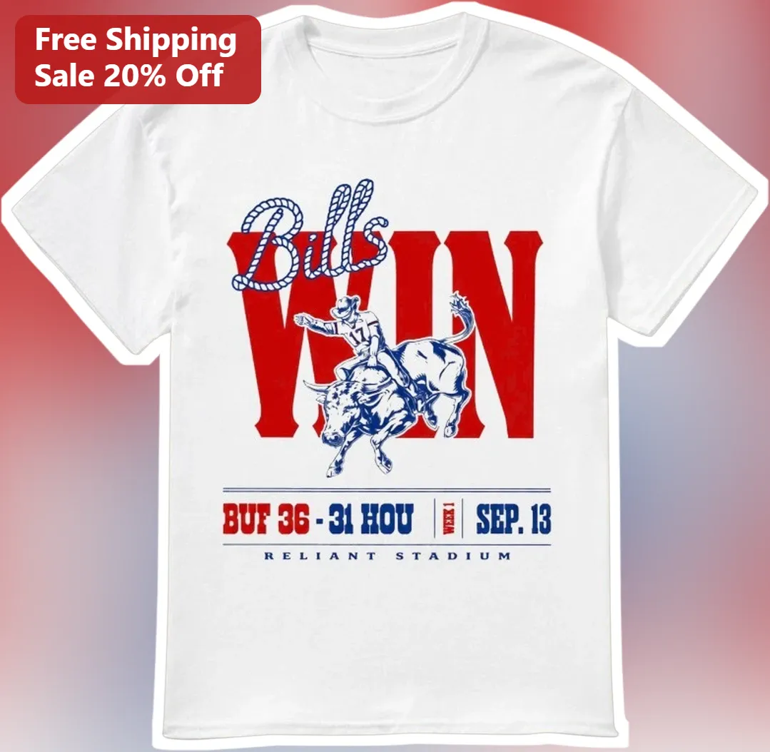 Bills Win BUF 36-31 HOU Reliant Stadium Commemorative Tee Buffalo Bills NFL Fan Gear