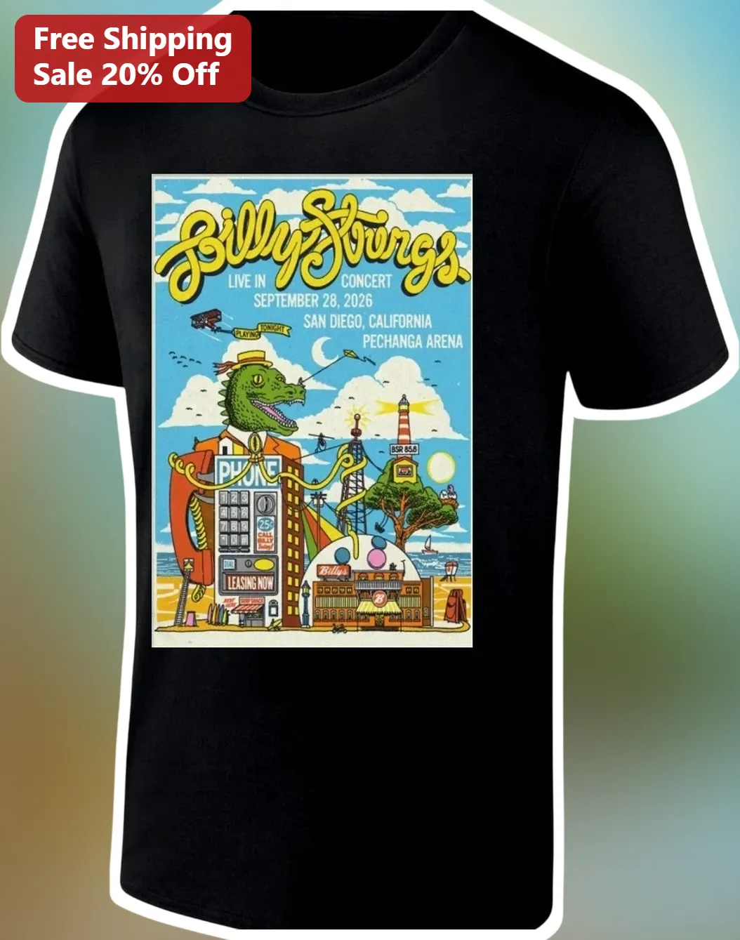 Billy Bourgs Live in Concert Tee Retro Alligator Graphic Shirt