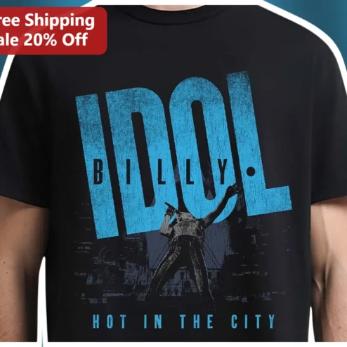 Billy Idol Hot in the City Graphic Tee Vintage 80s Rock Band Merch T-Shirt for Men Women