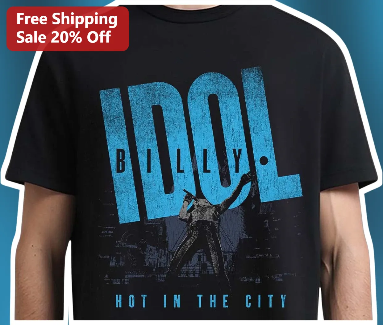 Billy Idol Hot in the City Graphic Tee Vintage 80s Rock Band Merch T-Shirt for Men Women