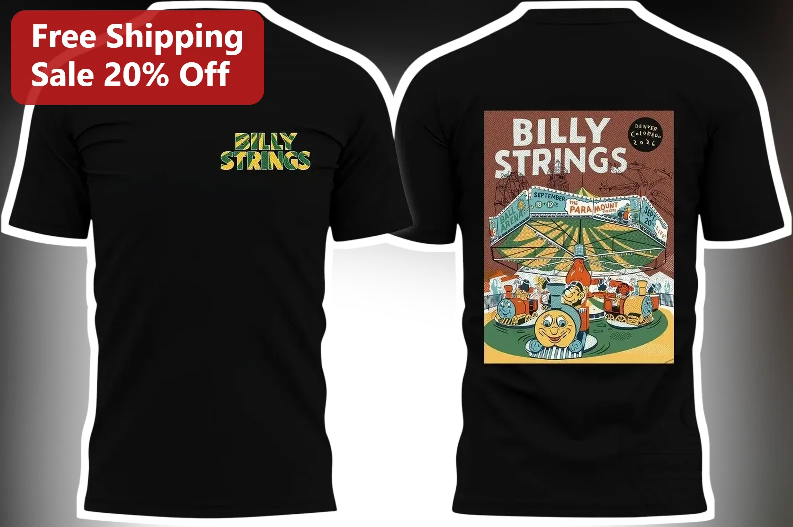 Billy Strings Ball Arena Denver Colorado 2026 Vintage Concert Poster Graphic Tee