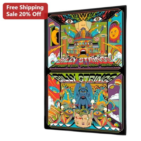 Billy Strings Ball Arena Denver Concert Poster September 18 2026 Psychedelic Gig Art Print