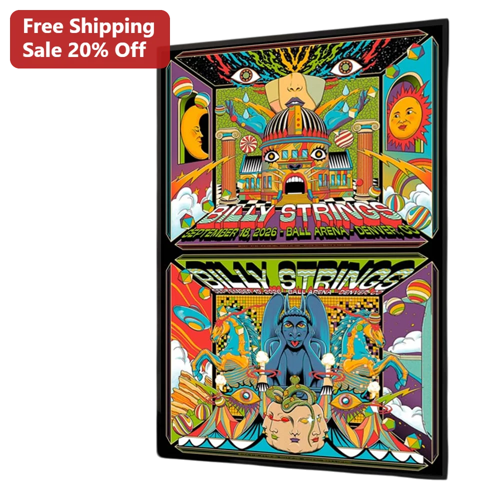 Billy Strings Ball Arena Denver Concert Poster September 18 2026 Psychedelic Gig Art Print