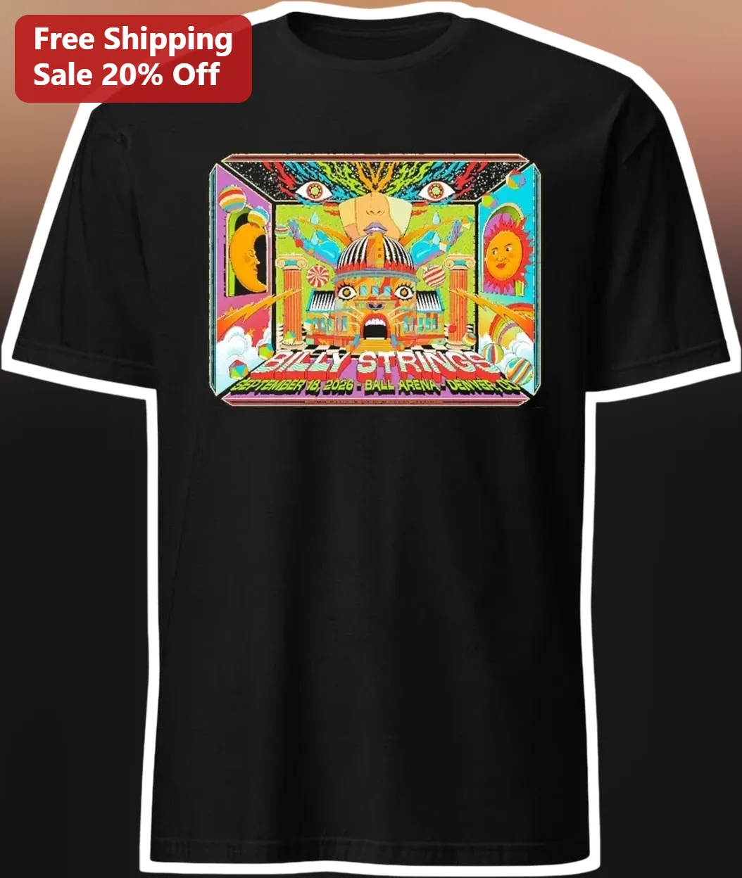 Billy Strings Ball Arena Denver September 18 2026 Psychedelic Concert Tour Tee