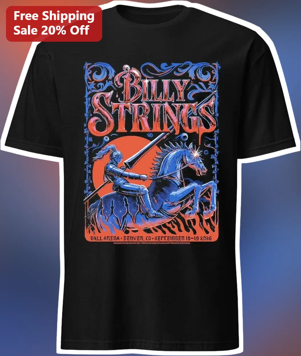 Billy Strings Ball Arena Denver Tee Vintage Concert Poster Graphic Shirt
