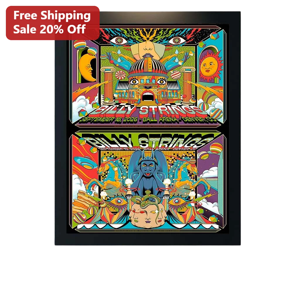 Billy Strings Framed Poster Psychedelic Concert Art Print Jam Band Wall Decor