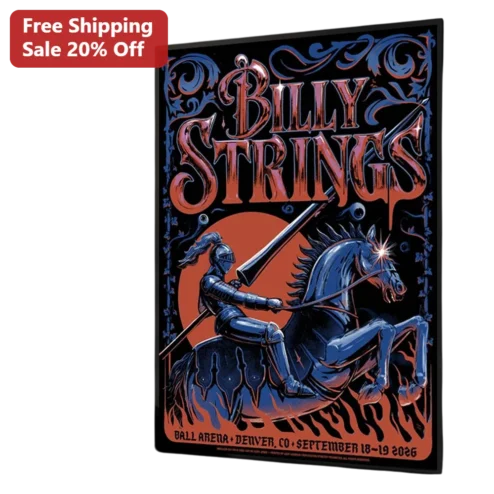 Billy Strings Poster Psychedelic Medieval Knight Art Vintage Concert Gig Wall Decor