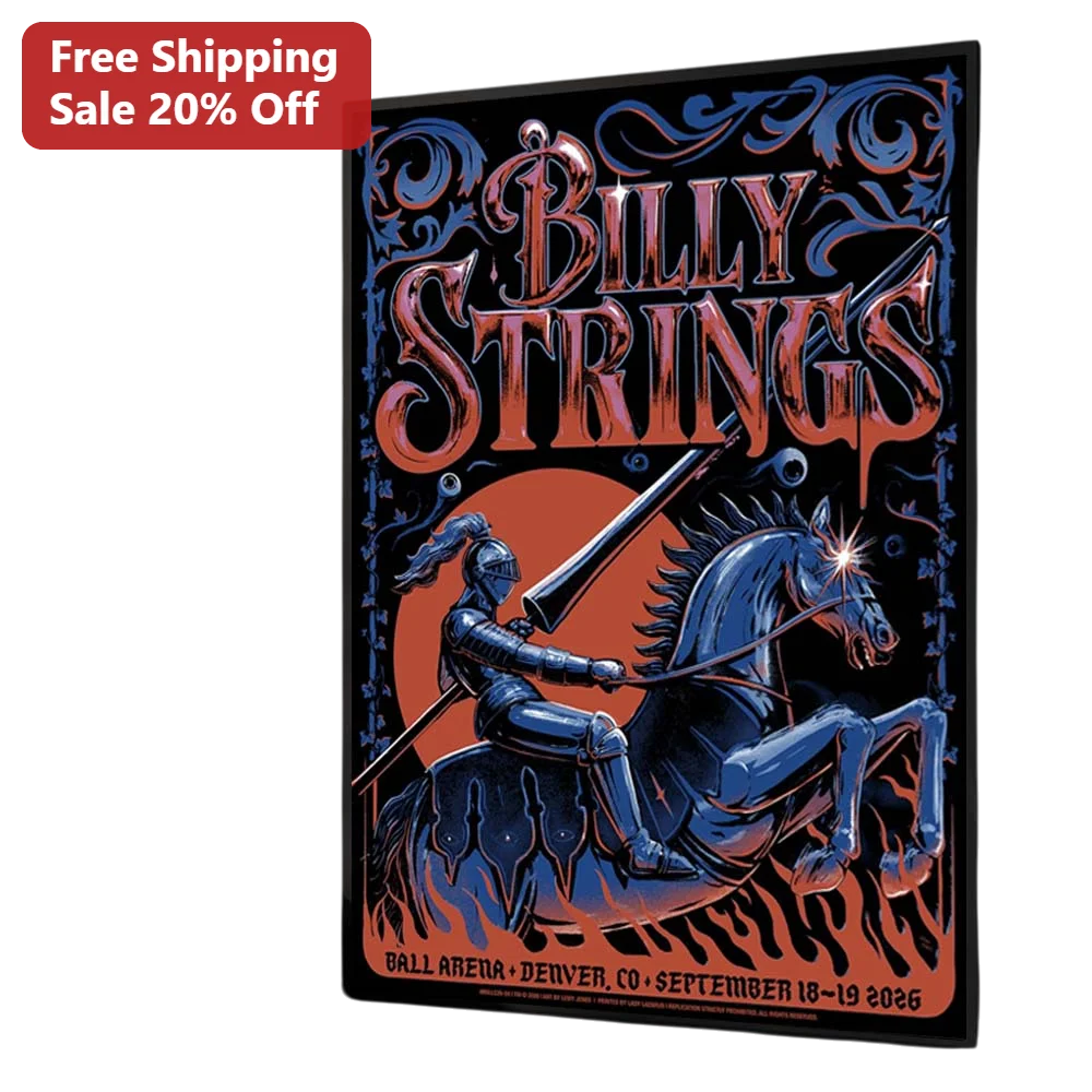 Billy Strings Poster Psychedelic Medieval Knight Art Vintage Concert Gig Wall Decor