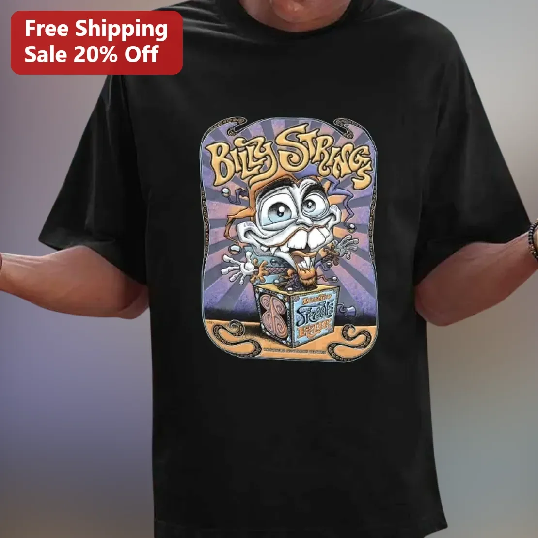 Billy Strings Psychedelic Jack In The Box Graphic Tee Bluegrass Music Festival Merch