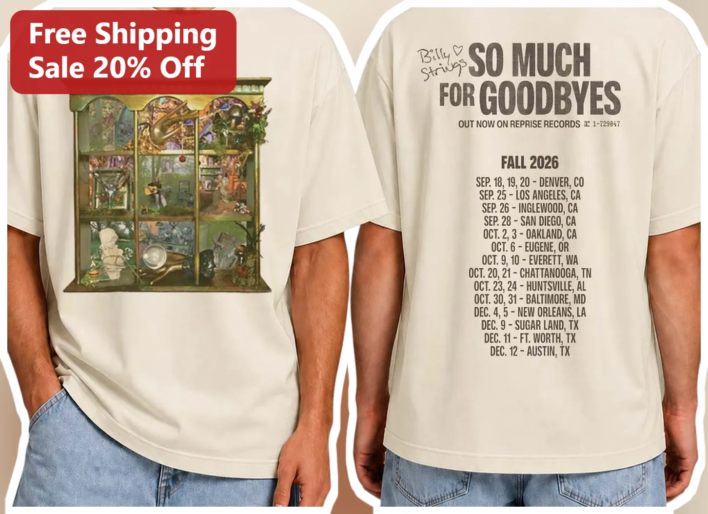 Billy Strings So Much For Goodbyes Tee Reprise Records Album Art Graphic Shirt