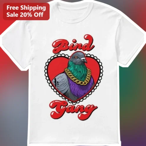 Bird Gang Tee Funny Pigeon Lover Graphic T-Shirt Retro Urban Streetwear Gift