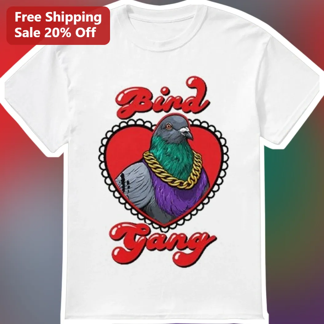 Bird Gang Tee Funny Pigeon Lover Graphic T-Shirt Retro Urban Streetwear Gift