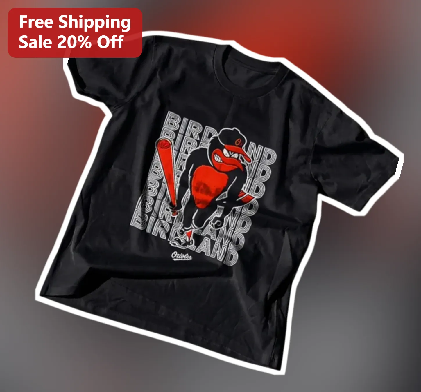 Birdland Oriole Bird Mascot Graphic Tee Baltimore Baseball Fan Apparel