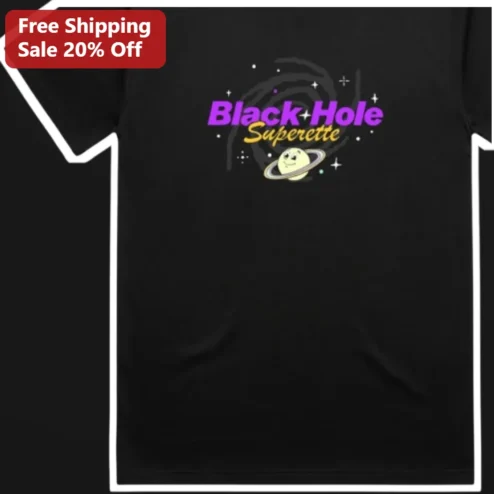 Black Hole Superette Tee Retro Space Planet Graphic T-Shirt for Sci-Fi Fans