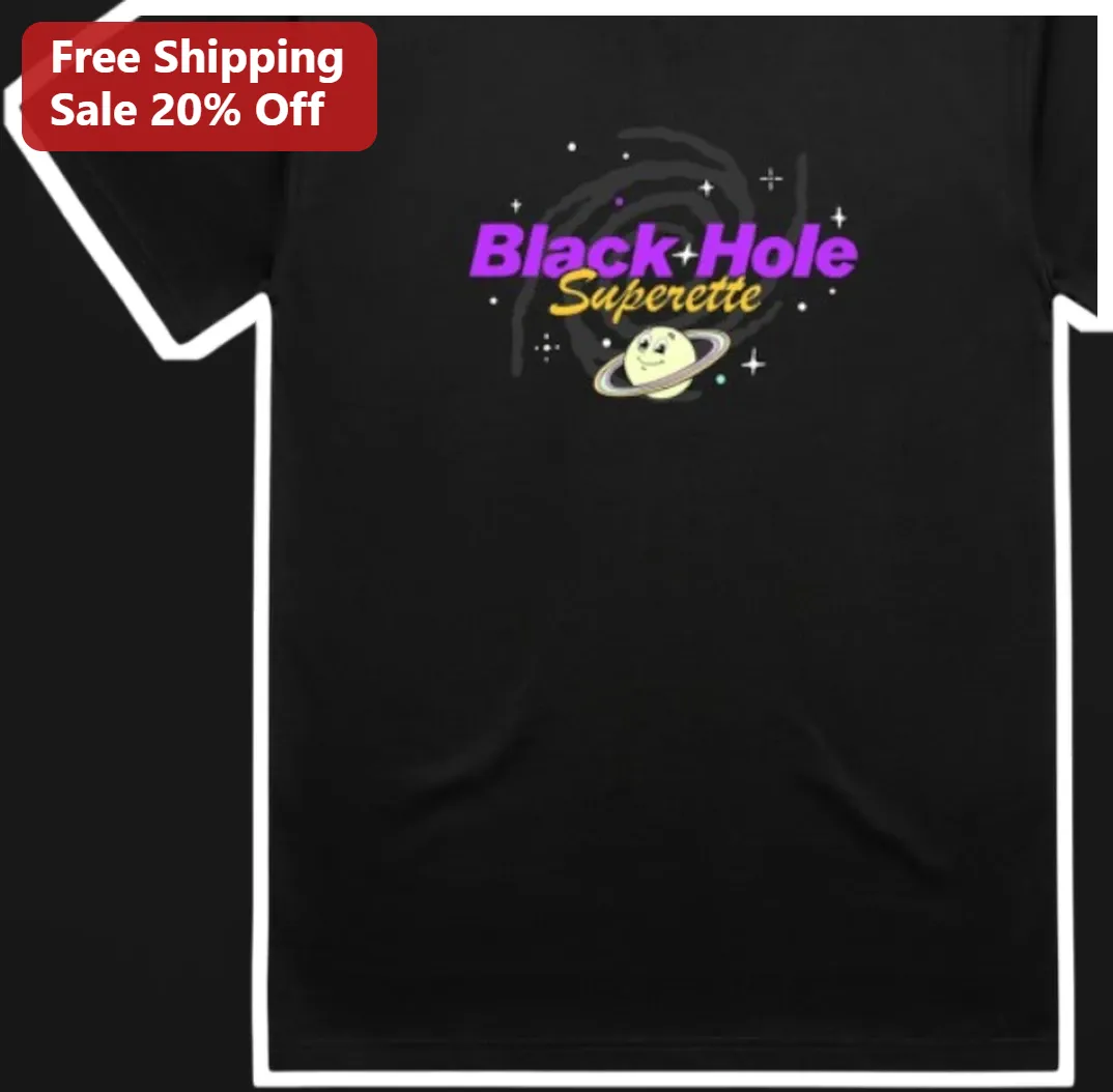 Black Hole Superette Tee Retro Space Planet Graphic T-Shirt for Sci-Fi Fans